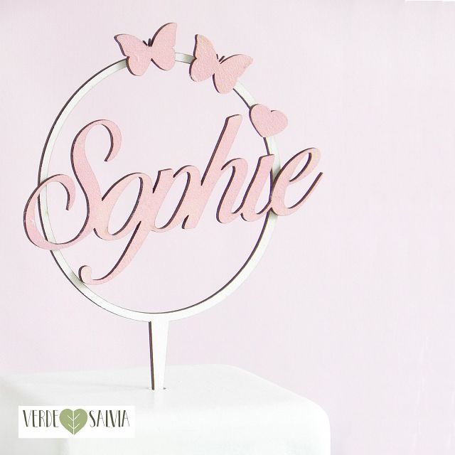 Cake topper personalizzato con nome e motivo circolare